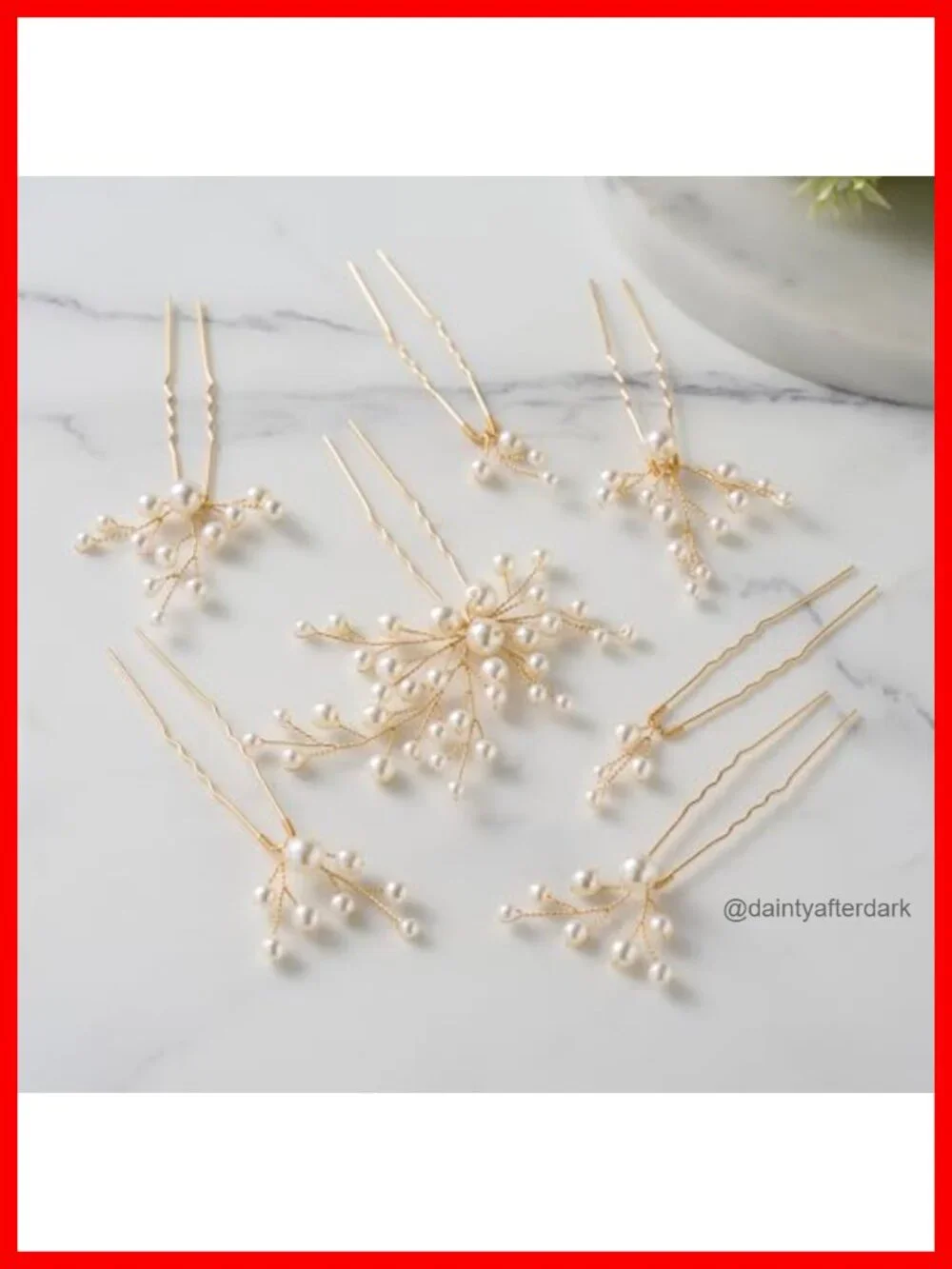 7Pcs Gold Pearl Bridal Hair Pins Wedding Hair Accessories Bride Party